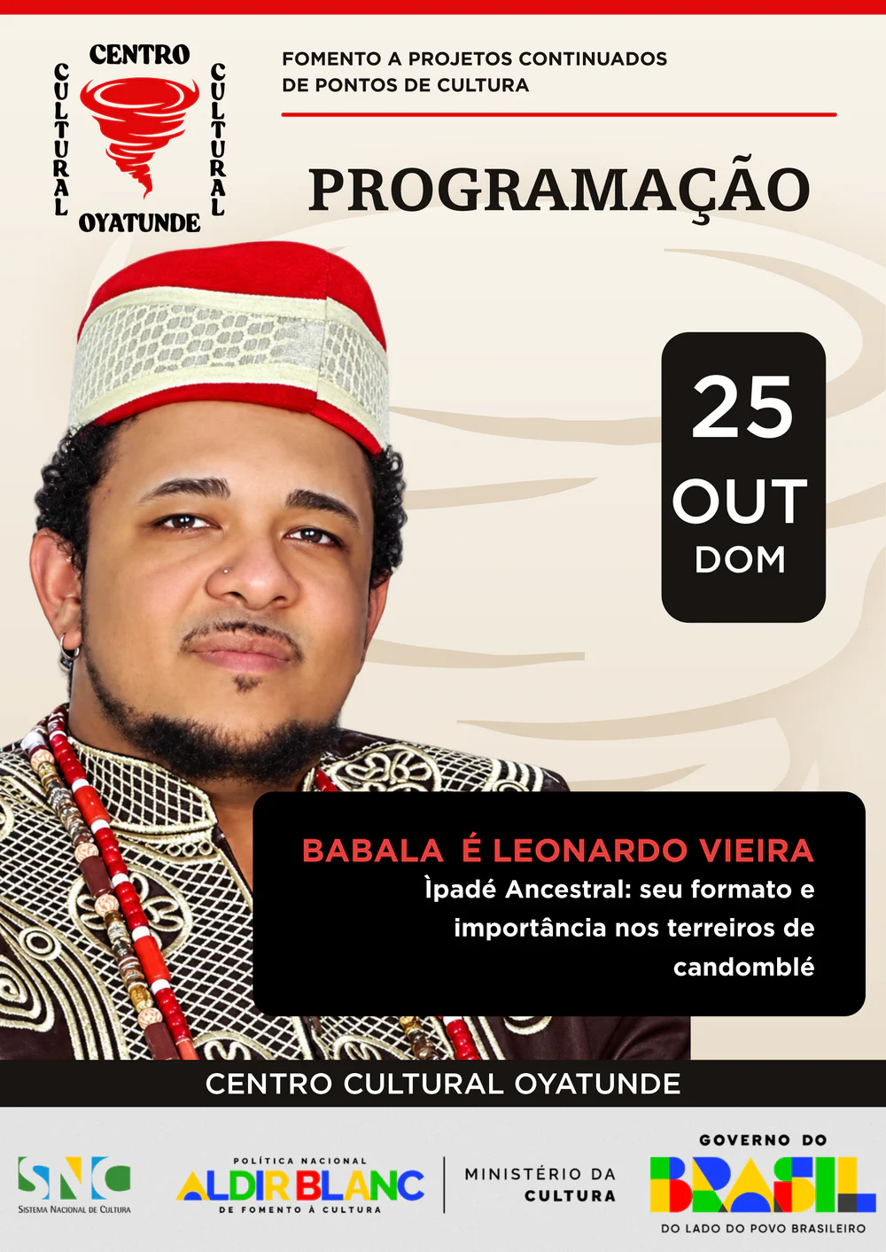 Programação de 25 de outubro: Babalașé Leonardo Vieira
