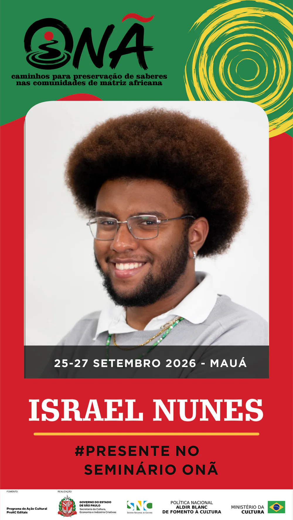 Presença confirmada no Seminário Onã: Israel Nunes
