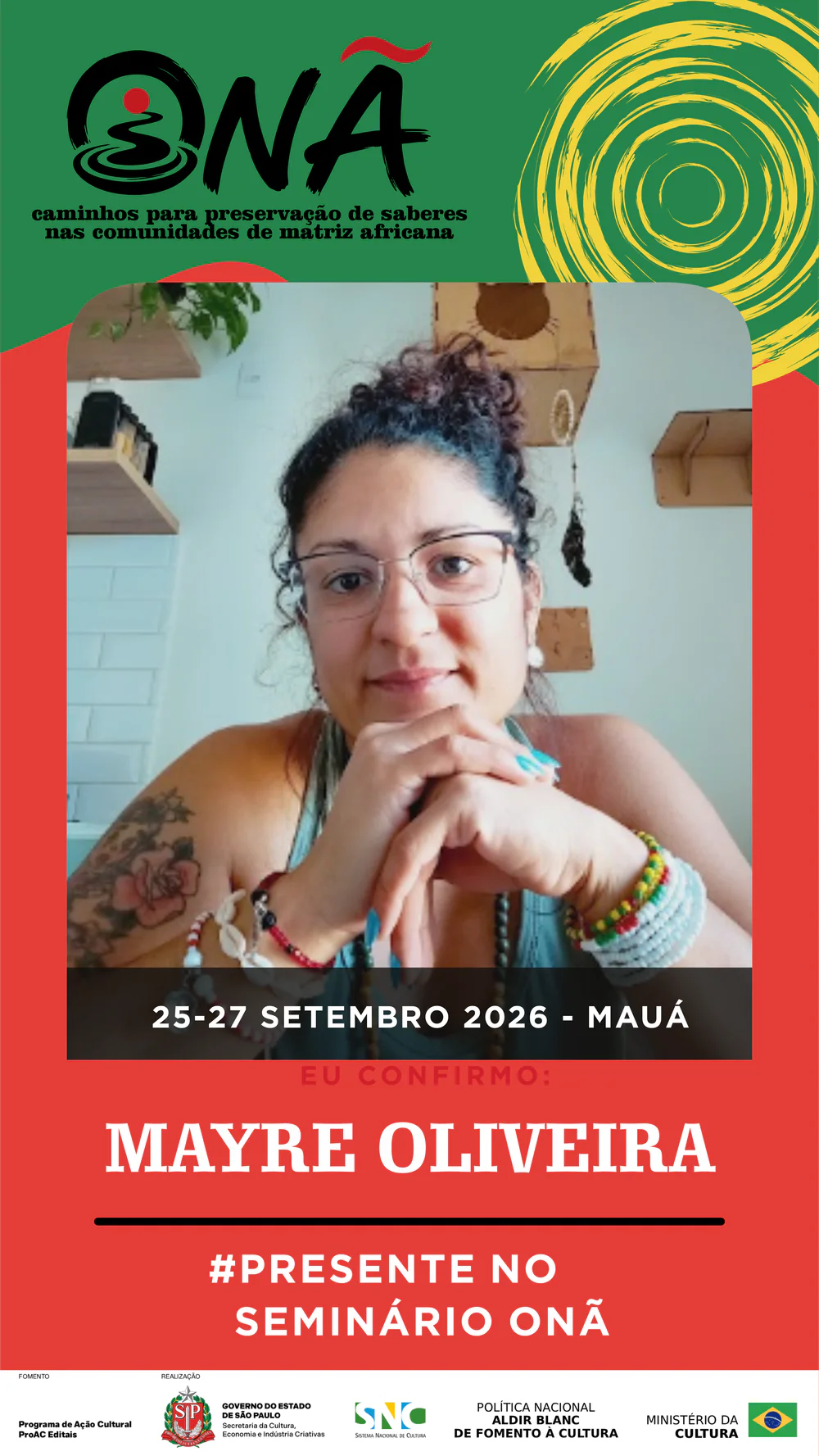 Presença confirmada no Seminário Onã: Mayre Oliveira